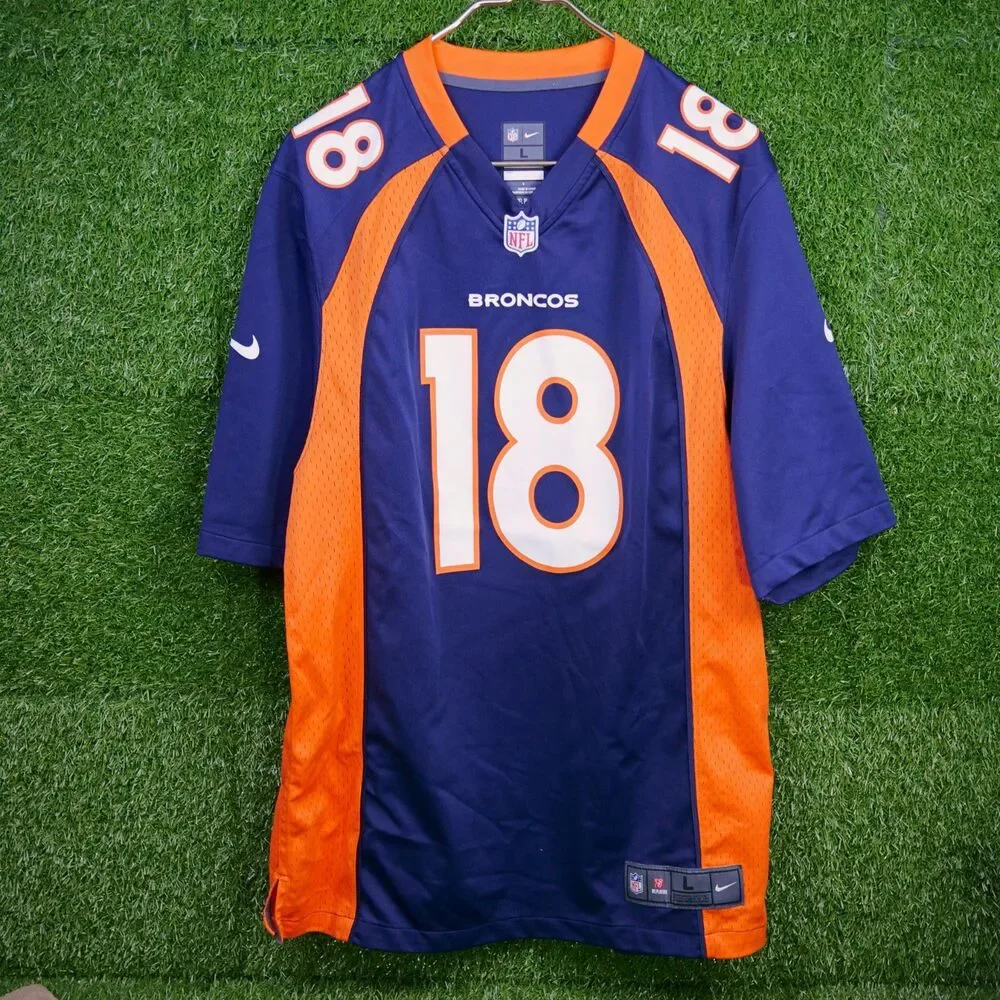 Nike Denver Broncos Peyton Manning #18 Game Jersey Navy - Men's Size L